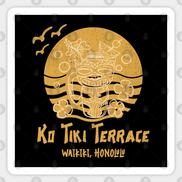 Ko Tiki Terrace , Honolulu - Waikiki Tiki Bar Retro Lounge Hawaiin Vintage Collection Magnet by Joaddo